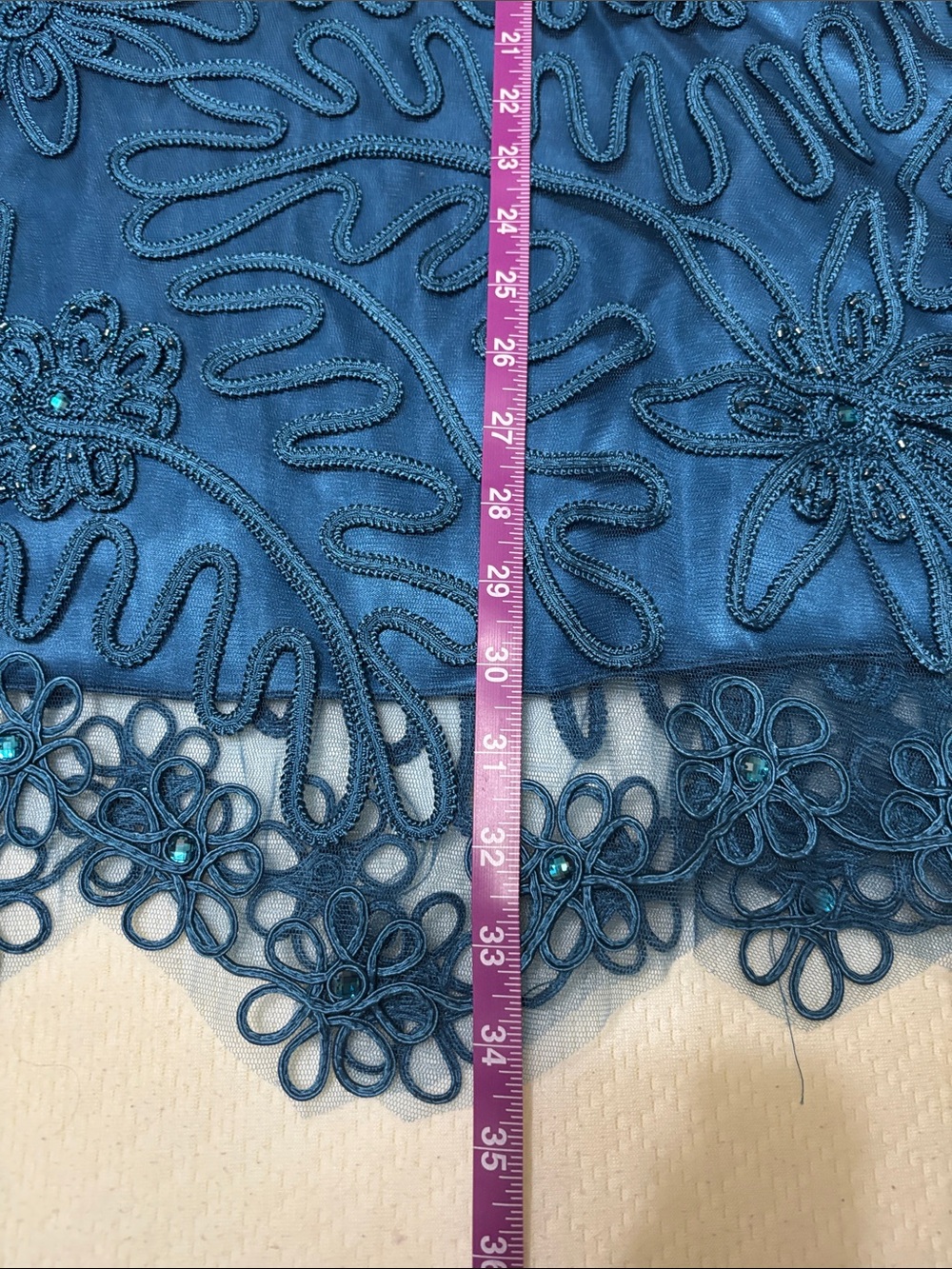Soulmates Teal Blue Floral Beaded Lace 3-piece skirt suit - Picture 10 of 14